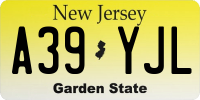 NJ license plate A39YJL