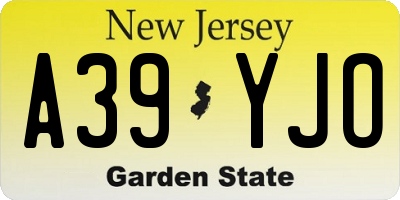 NJ license plate A39YJO