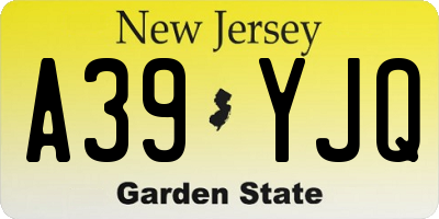 NJ license plate A39YJQ