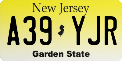 NJ license plate A39YJR