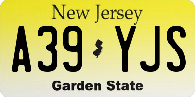 NJ license plate A39YJS