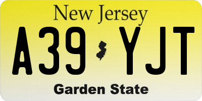 NJ license plate A39YJT