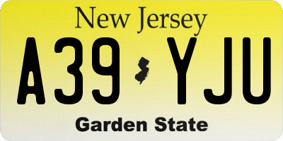 NJ license plate A39YJU