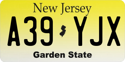 NJ license plate A39YJX