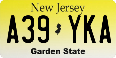 NJ license plate A39YKA