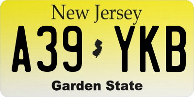 NJ license plate A39YKB