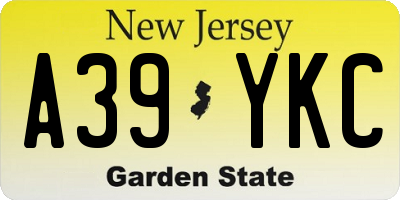 NJ license plate A39YKC