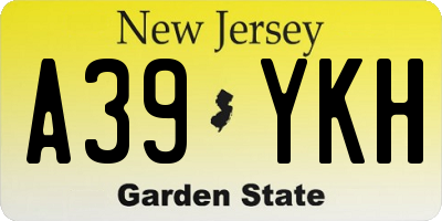 NJ license plate A39YKH