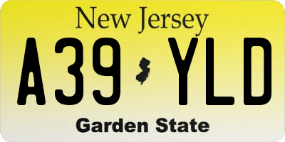 NJ license plate A39YLD