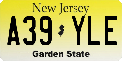 NJ license plate A39YLE