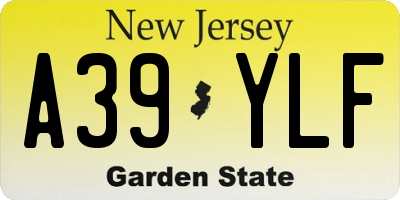 NJ license plate A39YLF