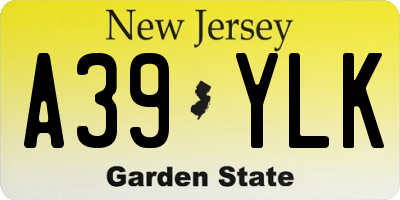 NJ license plate A39YLK