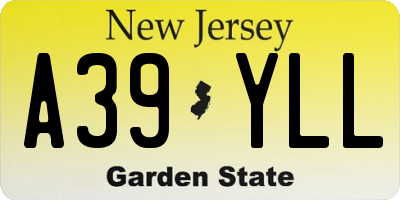 NJ license plate A39YLL