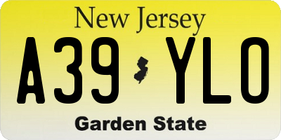 NJ license plate A39YLO