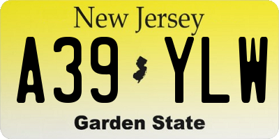 NJ license plate A39YLW