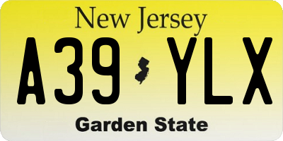 NJ license plate A39YLX