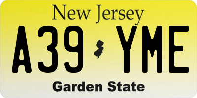 NJ license plate A39YME