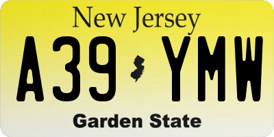NJ license plate A39YMW