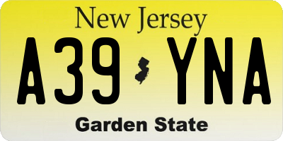NJ license plate A39YNA