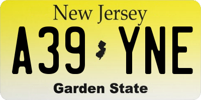 NJ license plate A39YNE