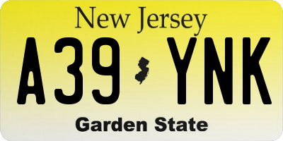NJ license plate A39YNK