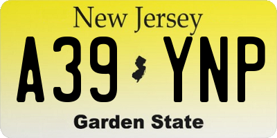 NJ license plate A39YNP