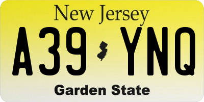 NJ license plate A39YNQ