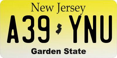 NJ license plate A39YNU