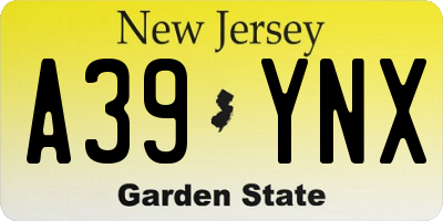 NJ license plate A39YNX