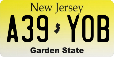 NJ license plate A39YOB