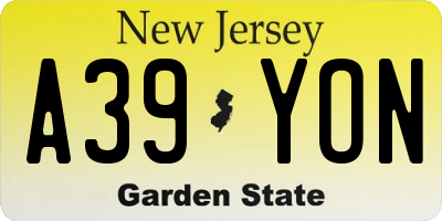 NJ license plate A39YON
