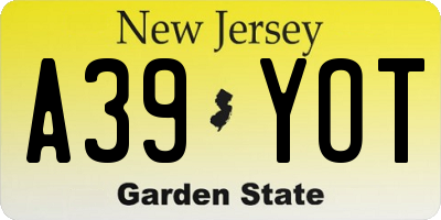 NJ license plate A39YOT