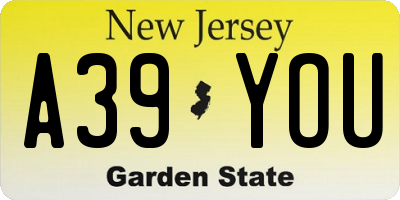 NJ license plate A39YOU