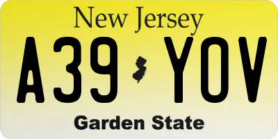 NJ license plate A39YOV