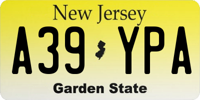 NJ license plate A39YPA
