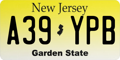 NJ license plate A39YPB