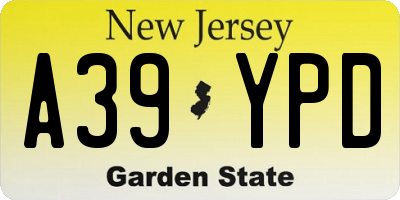 NJ license plate A39YPD