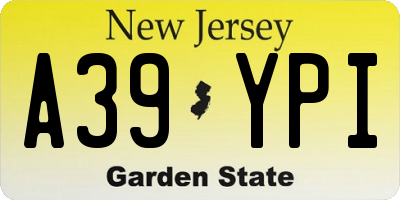 NJ license plate A39YPI
