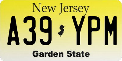 NJ license plate A39YPM