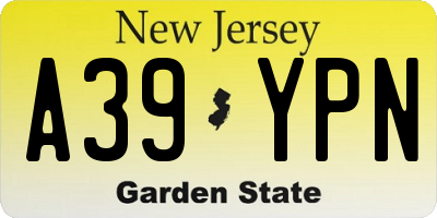 NJ license plate A39YPN