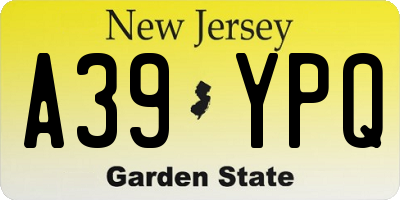 NJ license plate A39YPQ
