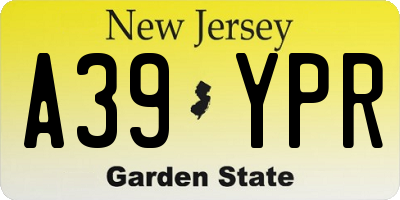 NJ license plate A39YPR