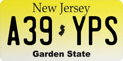 NJ license plate A39YPS