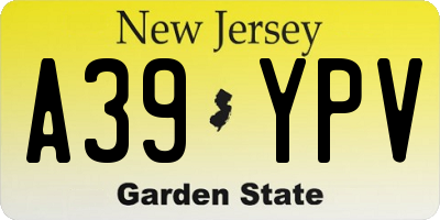 NJ license plate A39YPV