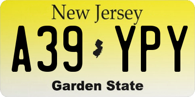 NJ license plate A39YPY