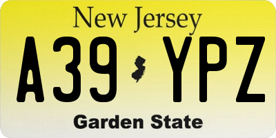 NJ license plate A39YPZ