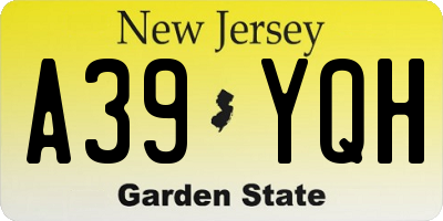 NJ license plate A39YQH