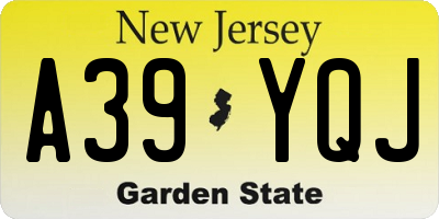 NJ license plate A39YQJ