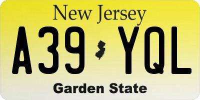 NJ license plate A39YQL