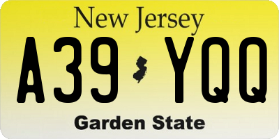 NJ license plate A39YQQ